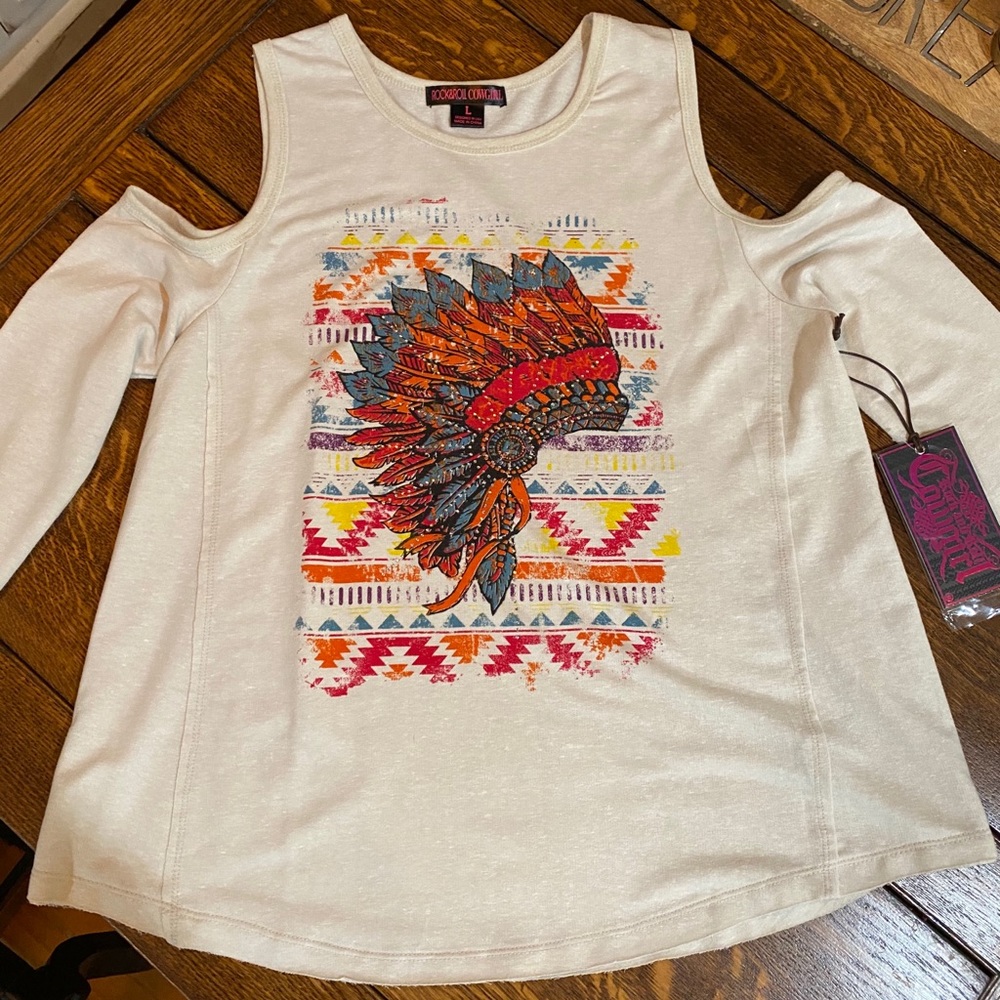 NWT Rock&Roll Cowgirl cold shoulder Indian head